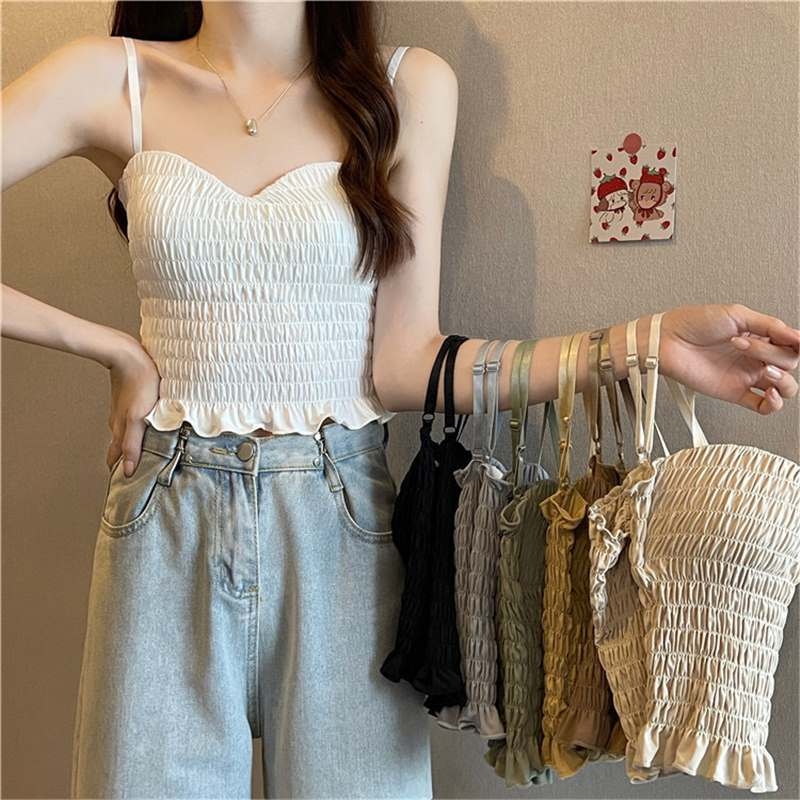 Женска камизола от Ice Silk, без гръб, с плисирана задна част, в стил жилетка, талия дължина, средни чашки