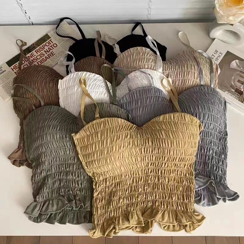 Женска камизола от Ice Silk, без гръб, с плисирана задна част, в стил жилетка, талия дължина, средни чашки