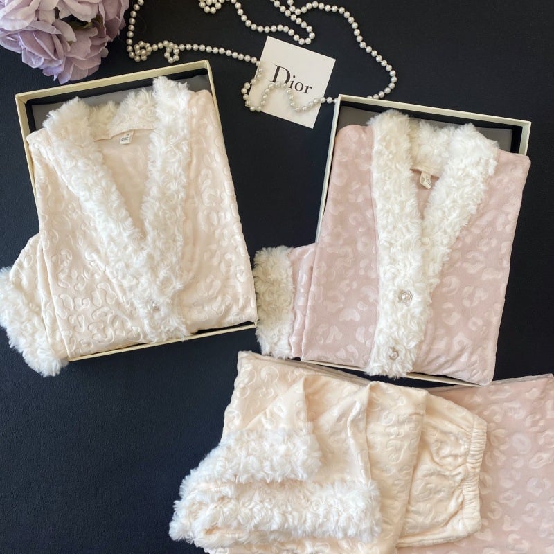 Ženski set pidžama s kardiganom od island velvet materijala, leopard uzorak, dvostrani, topao, udoban za kuću i izlazak