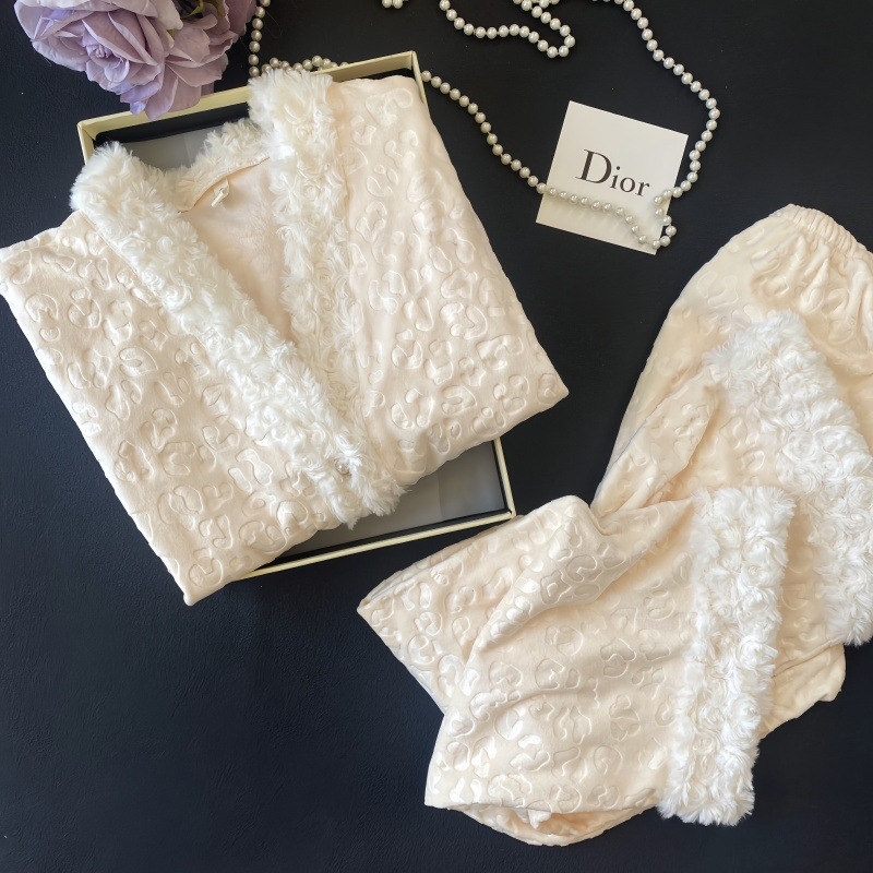 Ženski set pidžama s kardiganom od island velvet materijala, leopard uzorak, dvostrani, topao, udoban za kuću i izlazak