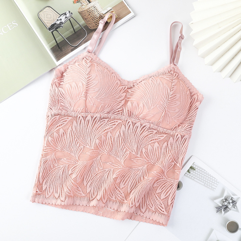 Топ за бюст-лента с дантела – без презрамки, безжичен, дишащ, със сваляем вътрешен слой, 80–90% найлон