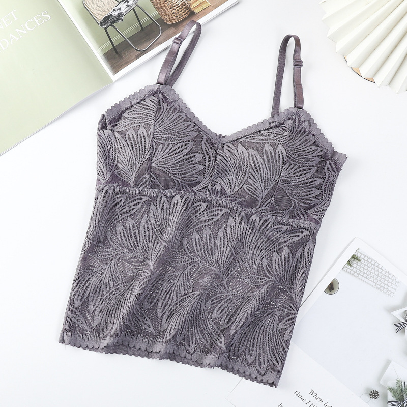 Топ за бюст-лента с дантела – без презрамки, безжичен, дишащ, със сваляем вътрешен слой, 80–90% найлон
