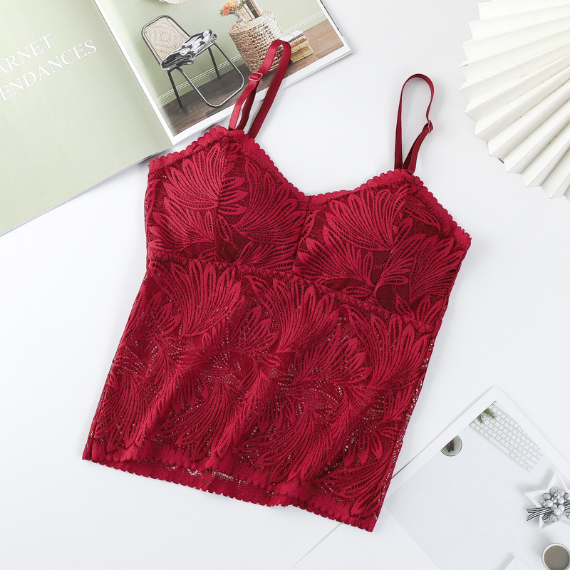 Топ за бюст-лента с дантела – без презрамки, безжичен, дишащ, със сваляем вътрешен слой, 80–90% найлон
