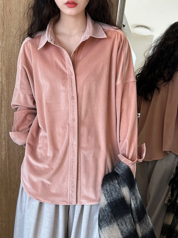 Corduroy ing japán stílusú, hosszú ujjú, gallér lapel, egysoros gombos zárás
