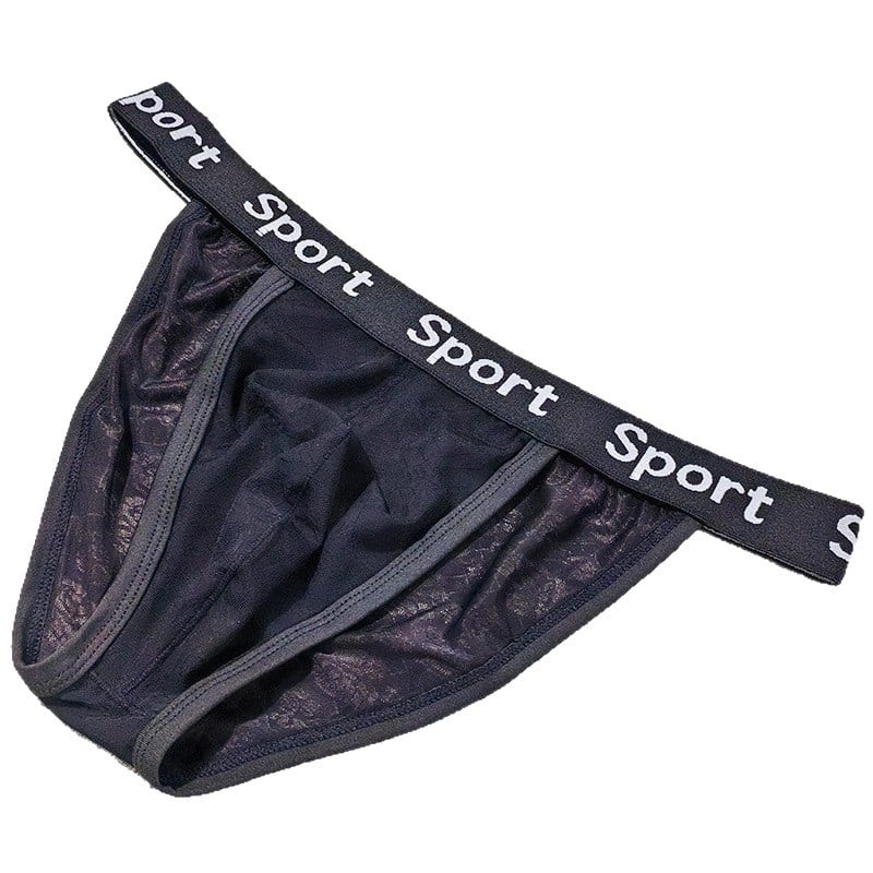 Muške seksi čipkaste gaćice od ice silk jacquarda, visoki rez, niski struk, djelomično pokriće, modne kratke hlače