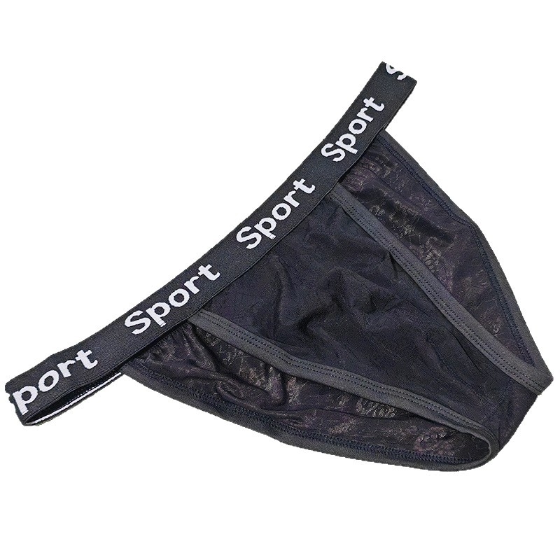 Muške seksi čipkaste gaćice od ice silk jacquarda, visoki rez, niski struk, djelomično pokriće, modne kratke hlače