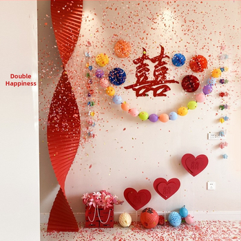 Dopamine vestuvinių kambario dekoracijų komplektas — naktinis chalatas fotografavimui nuotakos miegamajam, laimės žodžio tema, aukštos kokybės pojūtis (Medžiaga: Feltas; Ženklas: Shamit; Kategorija: Laimingas žodis; Importuota: Ne)