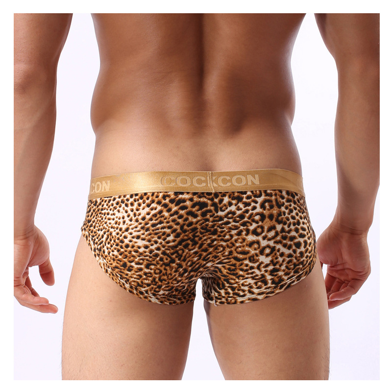 Muške gaćice s niskim strukom, leopard uzorak, U-oblik džep, Ice Silk tkanina, pamuk 80–90%