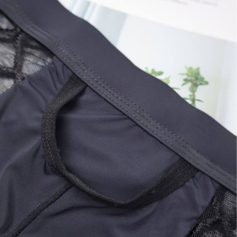 Prozirne dijamantno-mrežne ice-silk muške gaćice s prozračnim dizajnom i velikim prednjim džepom