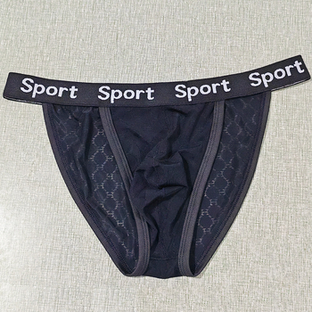 Мъжки слипове: дантелена тъкан, геометричен ромб, плетени, основен материал Найлон, подплата Найлон, нишки 11–20d