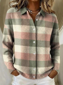 Cardigan top, pletená látka, zloženie polyesteru a elastanu, dlhé rukávy, golier polo, jeseň 2025