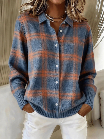 Cardigan top, pletená látka, zloženie polyesteru a elastanu, dlhé rukávy, golier polo, jeseň 2025