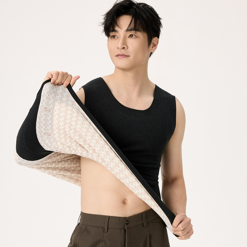 Férfi gyapjú patch termosz-vest kapucnival, fleece beléssel, dupla rétegű, extra vastag