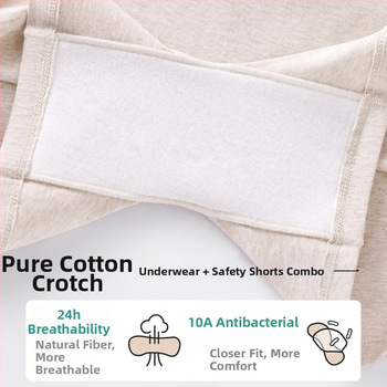 Moterų saugos šortai su aukštu juosmeniu pilvo formavimui, antibakterinė kirkšnies sritis tarp kojų, pagrindinė medžiaga 95% medvilnė, kirkšnies įdaila 100% medvilnė