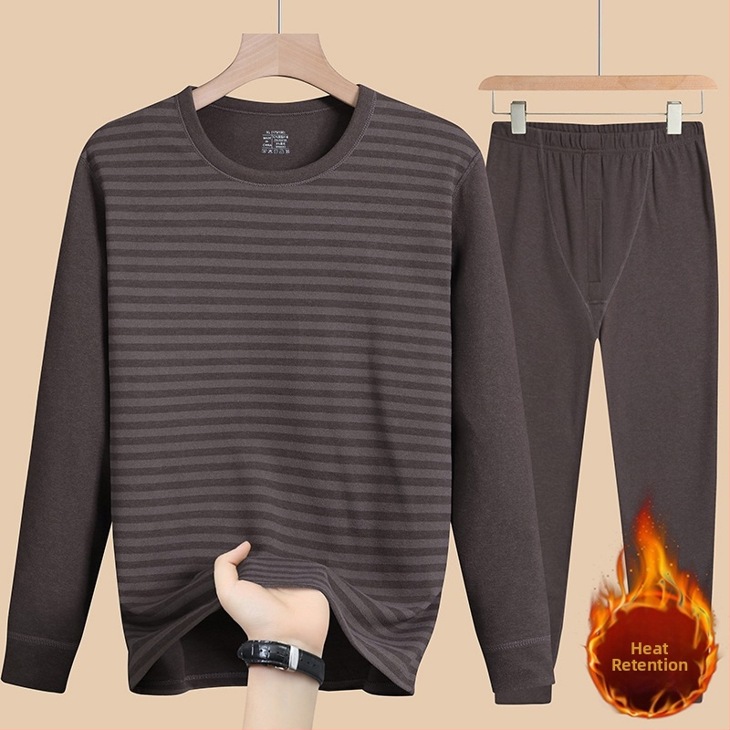 Muški zimski termo komplet: gornji dio i donji dio, poliester s flisom, bez šavova, okrugli izrez, dugi rukavi