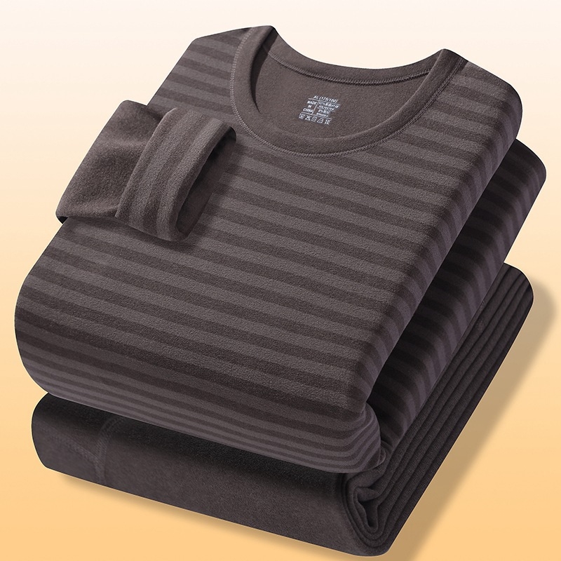 Muški zimski termo komplet: gornji dio i donji dio, poliester s flisom, bez šavova, okrugli izrez, dugi rukavi