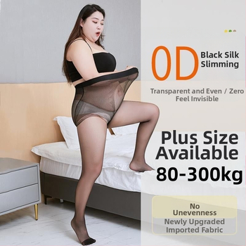 Ženske crne pantyhose plus veličine, 0D, ultra-tanke