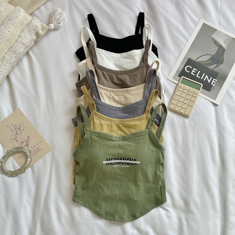 Ženski top bez rukava s umetnim jastučem za dojke, sling stil, gotički dojam, stražnja tisk uz slova, nepravilnog kroja, srednja duljina (65–80 cm), materijal najlon-spandeks