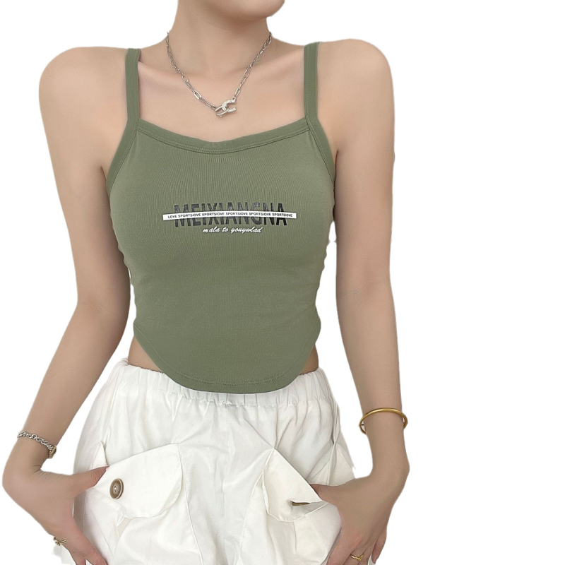 Ženski top bez rukava s umetnim jastučem za dojke, sling stil, gotički dojam, stražnja tisk uz slova, nepravilnog kroja, srednja duljina (65–80 cm), materijal najlon-spandeks