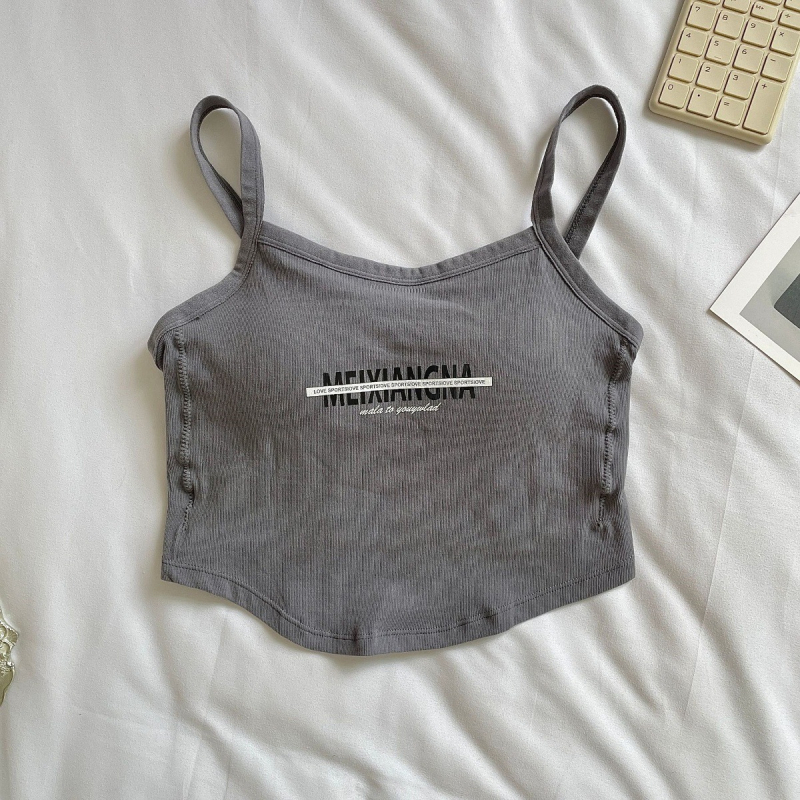 Ženski top bez rukava s umetnim jastučem za dojke, sling stil, gotički dojam, stražnja tisk uz slova, nepravilnog kroja, srednja duljina (65–80 cm), materijal najlon-spandeks