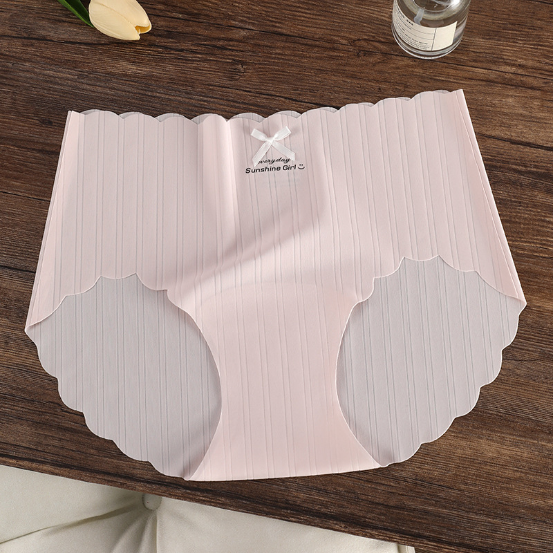 Lenjerie intimă pentru femei din Ice Silk, talie medie, material nylon cu căptușeală în zona inghinală din bumbac, 31–40D, respirabilă și uscare rapidă