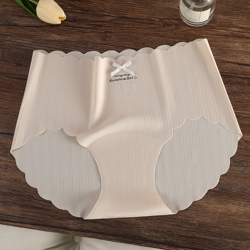 Lenjerie intimă pentru femei din Ice Silk, talie medie, material nylon cu căptușeală în zona inghinală din bumbac, 31–40D, respirabilă și uscare rapidă