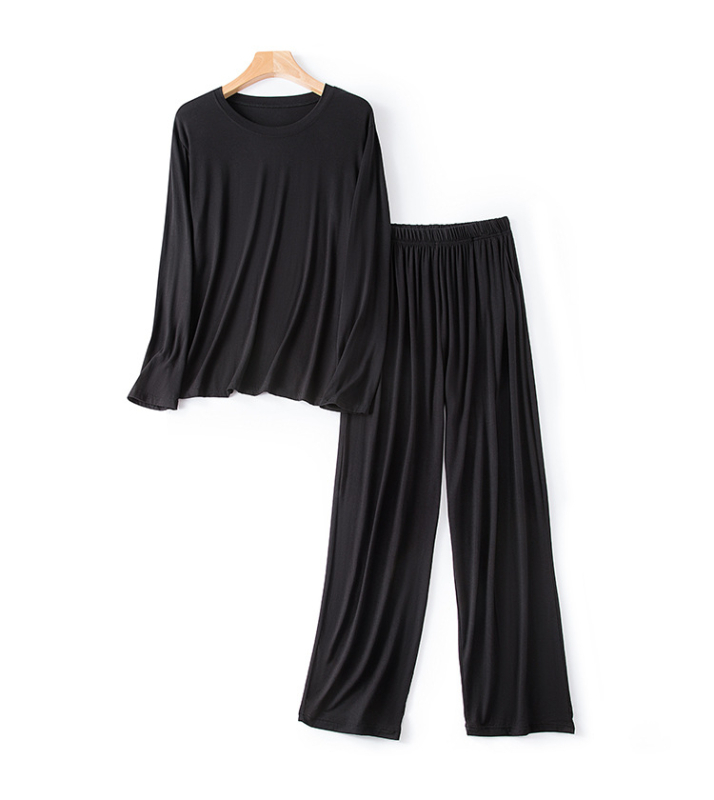 Férfi modal pizsama készlet – hosszú ujjú felső és nadrág, lélegző viszkóz anyag, vékony anyag, kerek nyak.