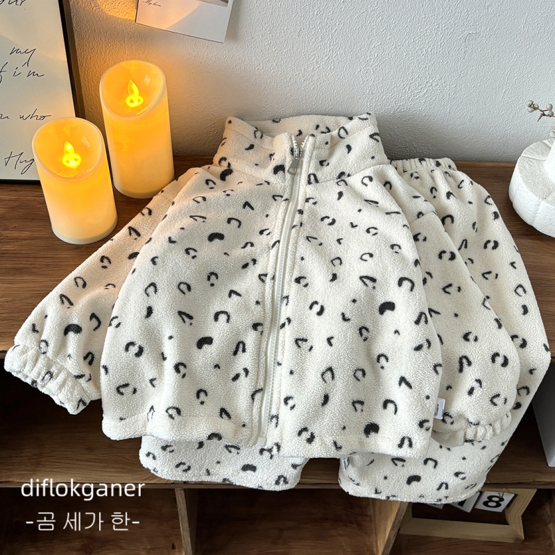 Vaikų pižama iš koralinio veliūro, unisex, 100% poliesterio fleece, storos tekstūros, gyvūnų ir animacinių filmų raštas, korėjietiškas stilius