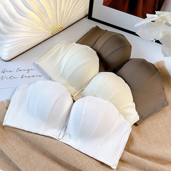 Be petnešėlių krūtinėlė su priekiniu užsegimu, nuimamos dvigubos petnešėlės, push-up efektas ir formavimas, 3/4 puodelio, nailonas