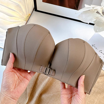 Be petnešėlių krūtinėlė su priekiniu užsegimu, nuimamos dvigubos petnešėlės, push-up efektas ir formavimas, 3/4 puodelio, nailonas