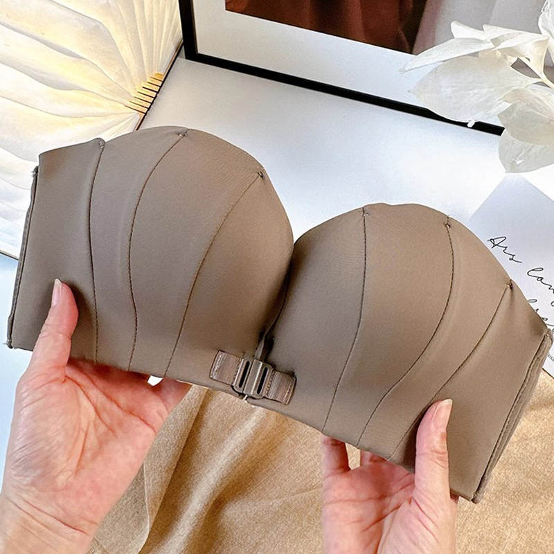 Be petnešėlių krūtinėlė su priekiniu užsegimu, nuimamos dvigubos petnešėlės, push-up efektas ir formavimas, 3/4 puodelio, nailonas