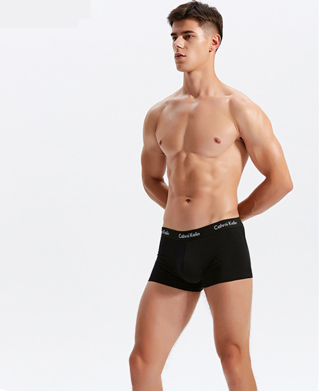 Férfi boxeralsó – tiszta pamut, középső derekú, kötött anyag, lélegző és rugalmas