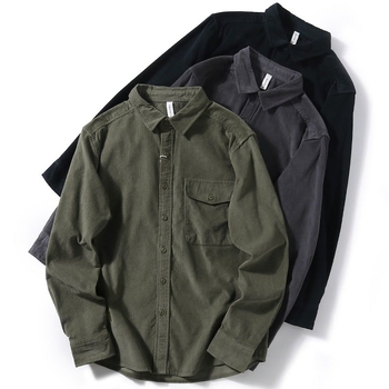 Kordurából készült ing, galléros, hosszú ujjú, lazább szabás, tavasz-őszre