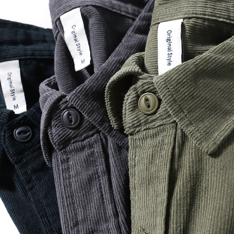 Kordurából készült ing, galléros, hosszú ujjú, lazább szabás, tavasz-őszre