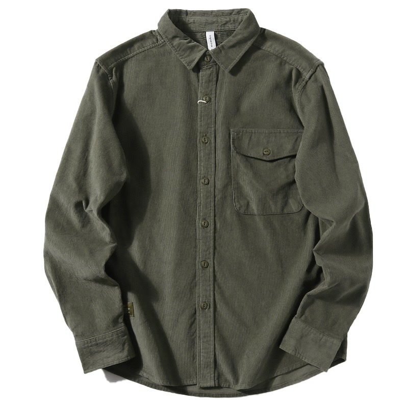 Kordurából készült ing, galléros, hosszú ujjú, lazább szabás, tavasz-őszre