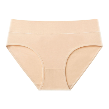 Pamut női alsónemű középmagas derekú, légáteresztő, csípőemelés és hasizom-tömörítés, egyszínű minta, 95–100% pamut