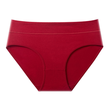 Pamut női alsónemű középmagas derekú, légáteresztő, csípőemelés és hasizom-tömörítés, egyszínű minta, 95–100% pamut