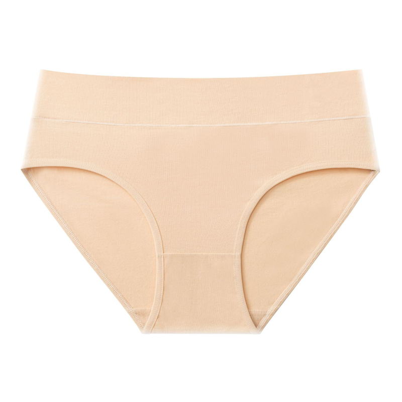 Pamut női alsónemű középmagas derekú, légáteresztő, csípőemelés és hasizom-tömörítés, egyszínű minta, 95–100% pamut