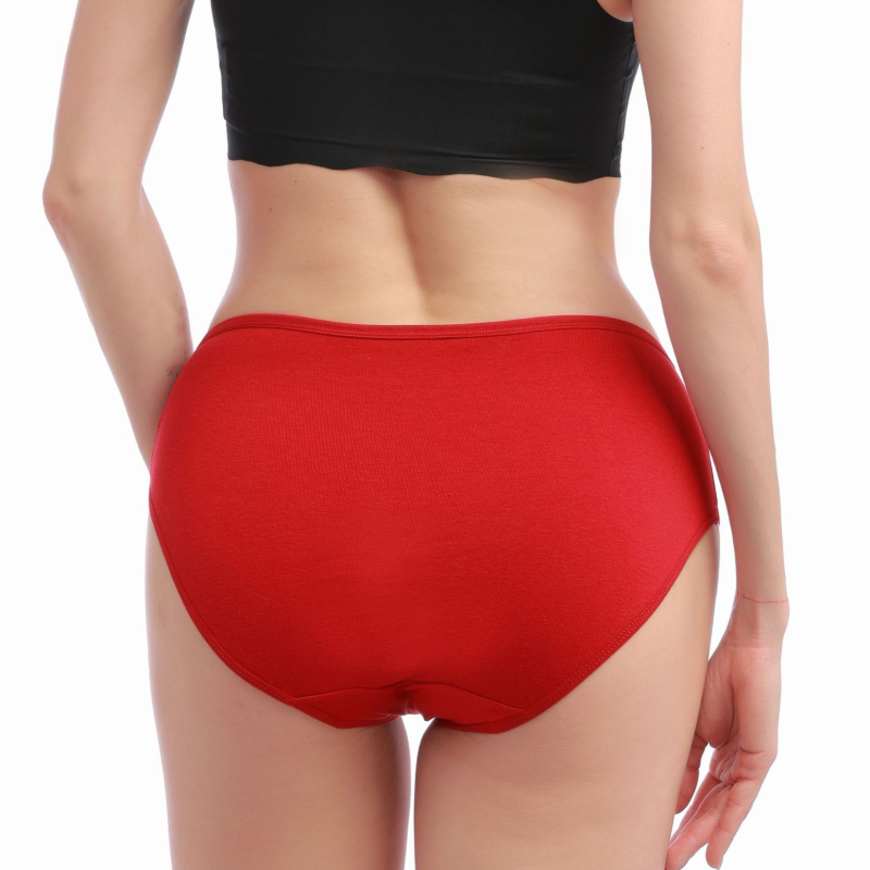 Pamut női alsónemű középmagas derekú, légáteresztő, csípőemelés és hasizom-tömörítés, egyszínű minta, 95–100% pamut