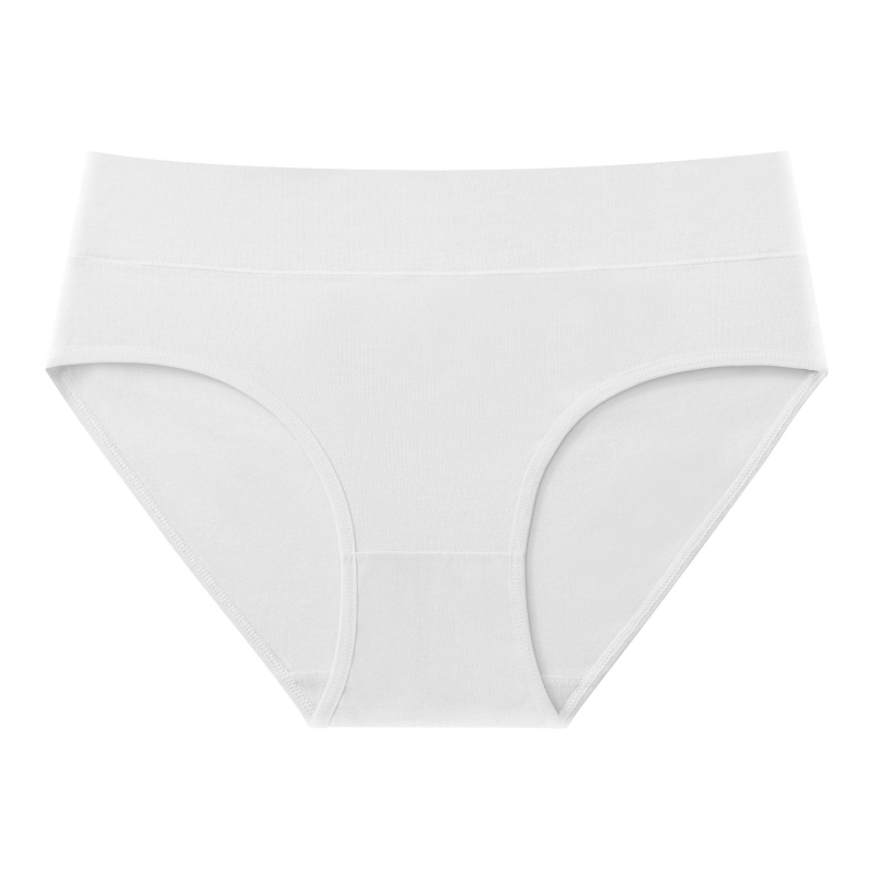 Pamut női alsónemű középmagas derekú, légáteresztő, csípőemelés és hasizom-tömörítés, egyszínű minta, 95–100% pamut