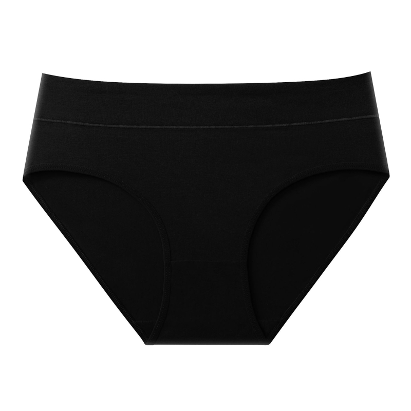 Pamut női alsónemű középmagas derekú, légáteresztő, csípőemelés és hasizom-tömörítés, egyszínű minta, 95–100% pamut