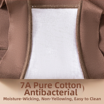 Moterų aukšto liemens medvilniniai apatiniai, kvėpuojantys, antibakteriniai, intarpas 100% medvilnė