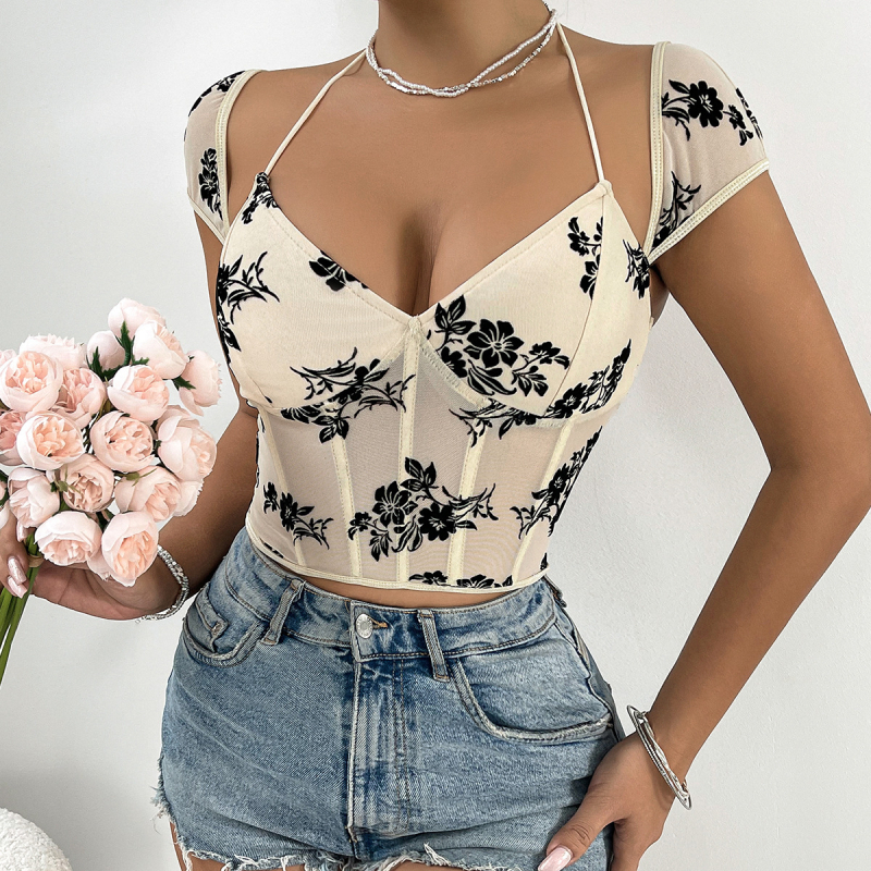 Bez naramenica tube top s floralnim jacquardom, poliester 95%+, spandeks <30%, struk silueta, duljina 50–65 cm, goth streetwear za odrasle žene