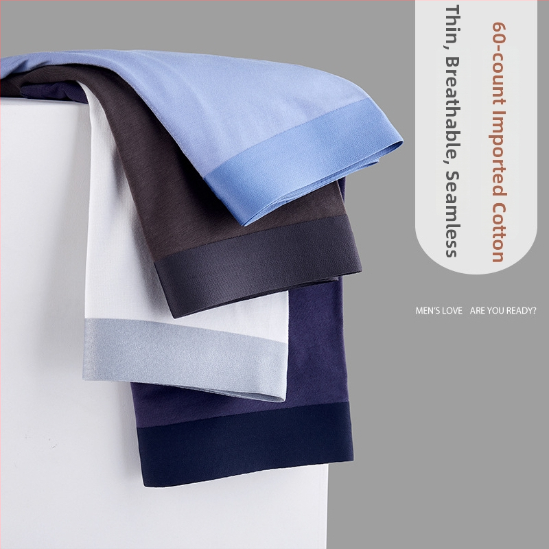 Boxeri bărbați din bumbac, fără cusături, respirabili, antibacterieni, uscare rapidă, absorbția umezelii (bumbac 90-95%)