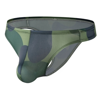G-string pentru bărbați, talie joasă, poliester respirabil, camuflaj, țesătură tricotată