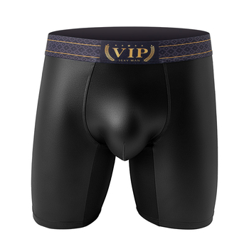 Boxeri pentru bărbați cu buzunar generos, aspect piele artificială, material poliester 90–95%, talie medie, model pentru conturarea corpului, lenjerie sport de la Male bully shield