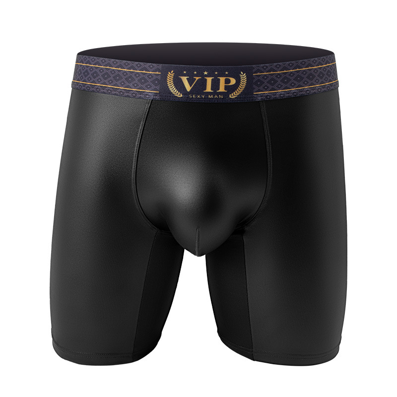 Boxeri pentru bărbați cu buzunar generos, aspect piele artificială, material poliester 90–95%, talie medie, model pentru conturarea corpului, lenjerie sport de la Male bully shield