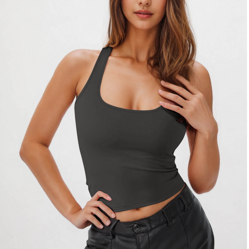 Top sport femei fără mâneci cu gât halter – Slim Fit, Lungime 50–65 cm, Poliester, Elasticitate înaltă