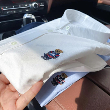 Cămașă de bărbați cu mâneci lungi, 100% bumbac Oxford, guler ascuțit