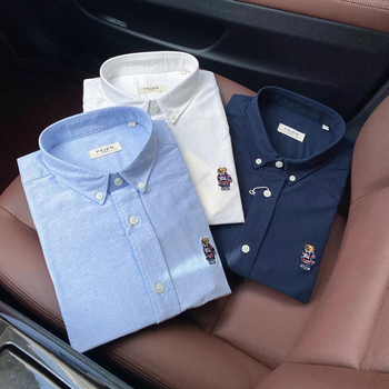 Cămașă de bărbați cu mâneci lungi, 100% bumbac Oxford, guler ascuțit